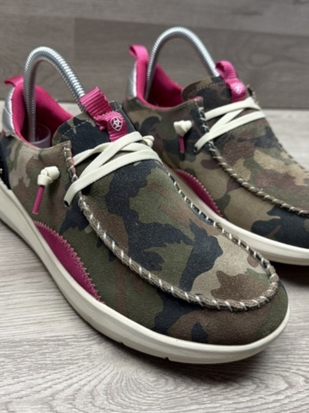 Ariat Women's Camo Slip-On Flats with Pink Accents